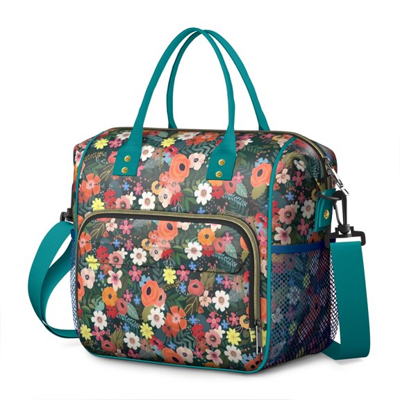 Pioneer Flower Floral Print Pattern Womens Lunch Box for Work,Insulated Large Lunch Bag for Tween and Teen,Loncheras Para Mujer,Leakproof Adult Lunch Bag for Work,Beach,Travel,Picnic,Camping