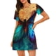 thumbnail image 1 of Balery Vibrant Rainbow Butterfly A Camisón de manga corta con cuello redondo para mujer, cómodo y elegante., 1 of 6