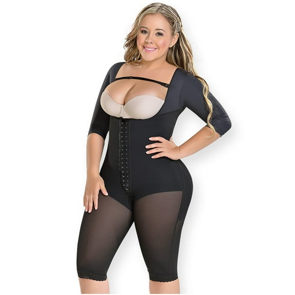 MyD 0074 Fajas Colombianas Reductoras Post Surgery Full Body Shaper for Women Black 2XL
