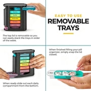 Weekly Pill Organizer, 1 Dispenser, 7 Stackable Compartments Four Times-a-Day - Morning, Noon, Evening, and Bedtime, Black