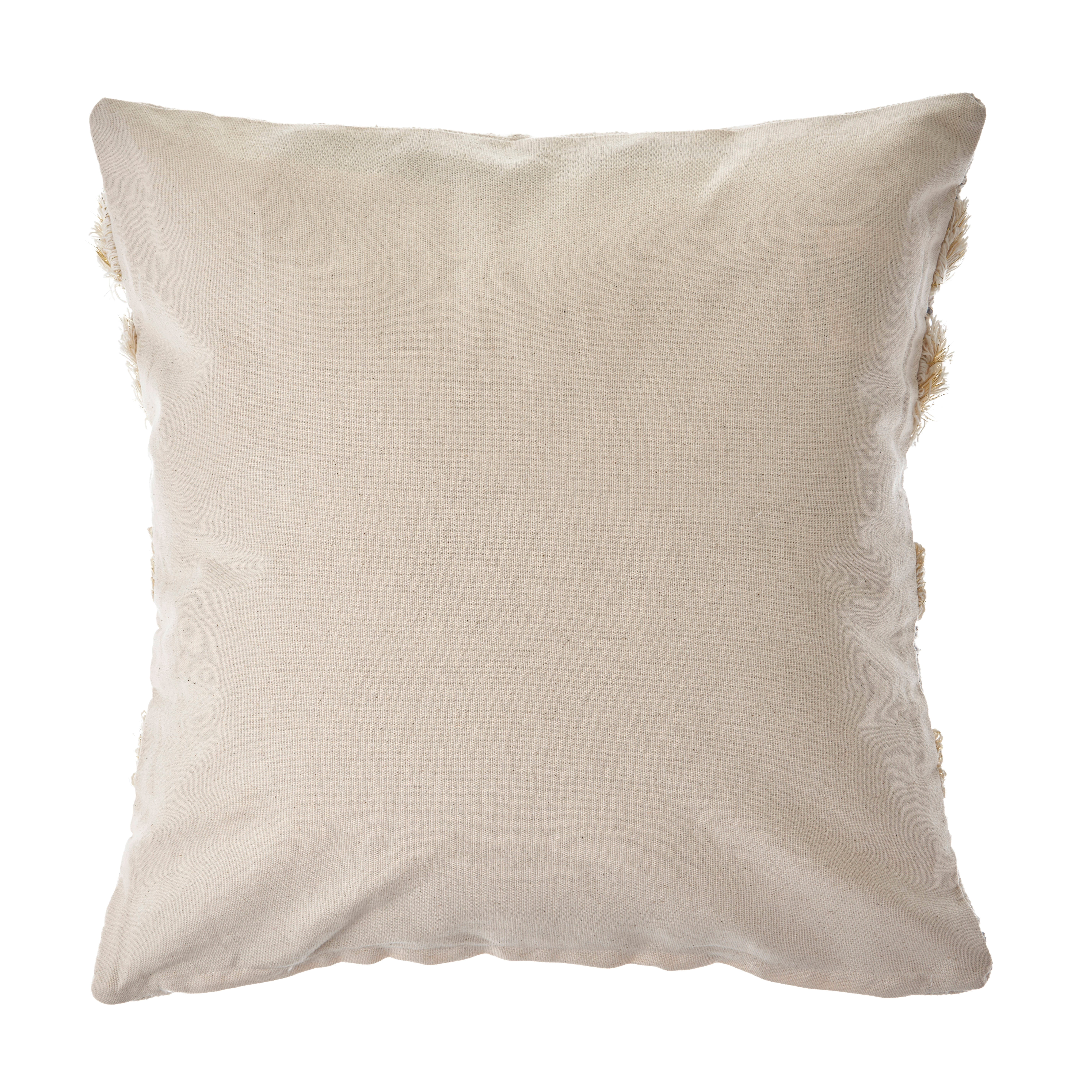 Ox Bay 20" x 20" Cream/Gray Shag Stripe Cotton Adult Decorative Throw Pillow Cover