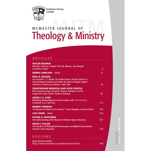 McMaster Journal of Theology and Ministry : Volume 19, 2016-2017