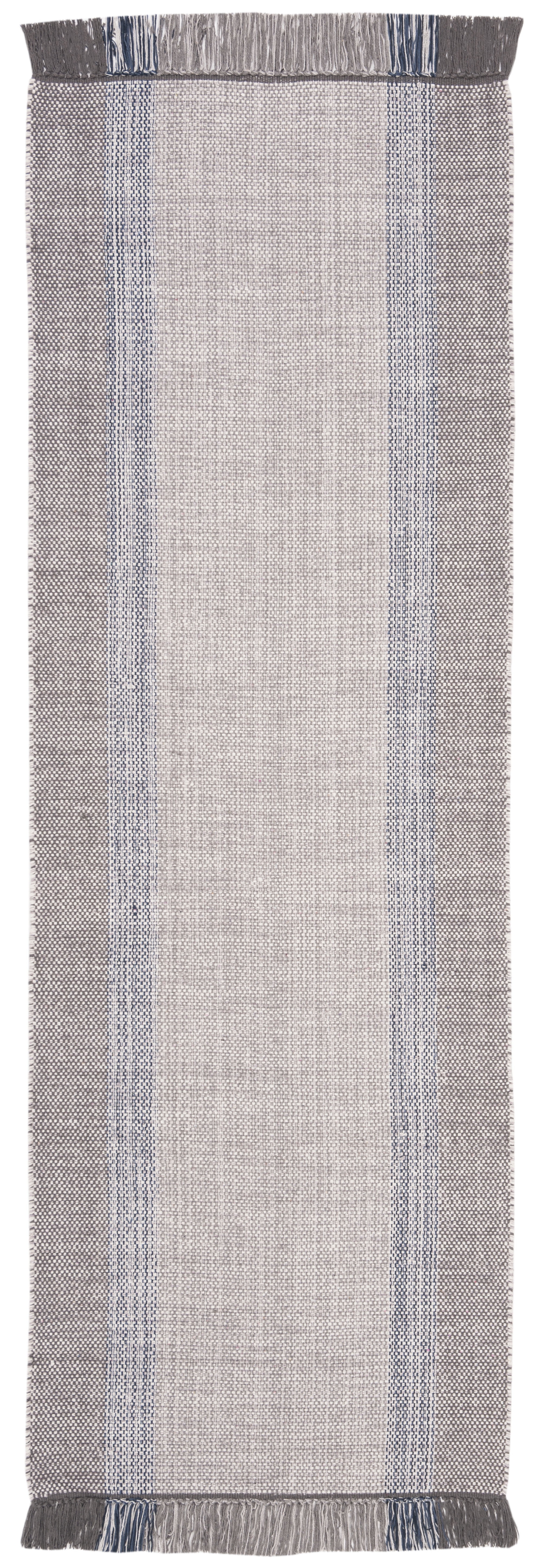 SAFAVIEH Montauk Sharlene Solid Striped Cotton Runner Rug, Blue/Grey, 2'3" x 7'
