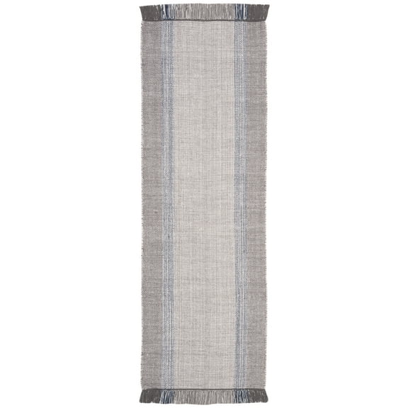 SAFAVIEH Montauk Sharlene Solid Cotton Runner Rug, Blue/Grey, 2'3" x 8'