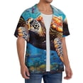 thumbnail image 2 of Fotbe Colorful Underwater Sea Turtle Camisa Estampada de Manga Corta para Hombre, Casual de Verano, Estilo Playero, Sin Arrugas-Large, 2 of 5