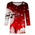 thumbnail image 3 of Pntutb Moda Mujer Chriatmas Impreso Camiseta 3/4 Mangas Blusa Cuello Redondo Casual tops Pntutb Pntutb-4003, 3 of 4