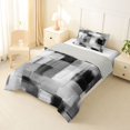 thumbnail image 2 of Homewish Abstract Ombre Grid Twin Comforter Sets,Aesthetic Geometric Bedding Set,Gray,Light Gray Reversible,2pcs,1 Comforter and 1 Pillowcase, 2 of 7