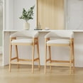 thumbnail image 6 of Guyou Modern Counter Height Bar Stools Set of 4, Fabric Upholstered Barstools with Barrel Back, 26" Oak Wooden Kitchen Island Stools Comfy Counter Stools for Breakfast Bar and Dining Room, Beige, 6 of 7