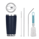thumbnail image 1 of Vaso Térmico Bloosom  De 20oz Acero Inoxidable Con Popote Y Cepillo Azul, 1 of 5