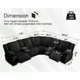 thumbnail image 6 of Power Reclining Sectional Sofa with Wireless Charger,5-Seater Faux Fur Sectional with Recliners,Hidden Cup Holders,Storage Console,USB & Type-C Ports,Black, 6 of 9