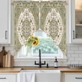 thumbnail image 3 of Swag Valance Curtains for Windows, Sage Green Light Filtering Kitchen Curtains with Rod Pocket, Southwest Tribal Antique Boho-Chic Country Window Treatment Valances for Living Room, 36x36 - 2 PCS, 3 of 9