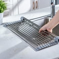 thumbnail image 4 of Foldable Stainless Steel Sink Drying Rack | Roll-Up Kitchen Drainer Mat for Countertops | Space-Saving Dish Drying Rack for Dishes & Cookware | Multi-Purpose Kitchen Organizer, 4 of 7