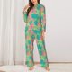 thumbnail image 2 of Fotbe Colorful Palm Leaves Conjunto de Pijama de Manga Larga para Mujer con Estampado, Ropa de Dormir de 2 Piezas, Conjunto de Casa Suave y Cómodo con Bolsillos-Medium, 2 of 7
