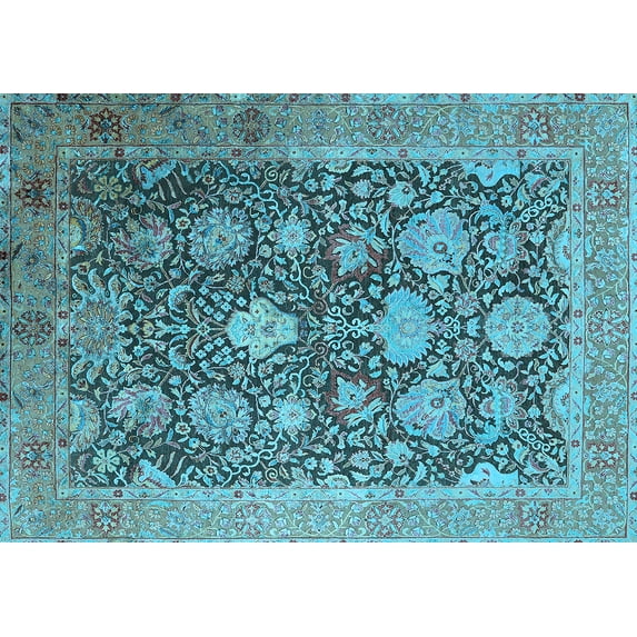 Ahgly Company Indoor Rectangle Oriental Light Blue Industrial Area Rugs, 6' x 9'