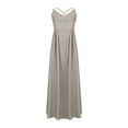 thumbnail image 4 of Cavosen Maxi Dresses for Women Vacation Silver Elegant Spaghetti Strap Sleeveless Long Dress Party Dress V-Neck Floor Length Dress Flowy Bodycon Wrap Wedding Guest Dress Evening Prom, 4 of 6