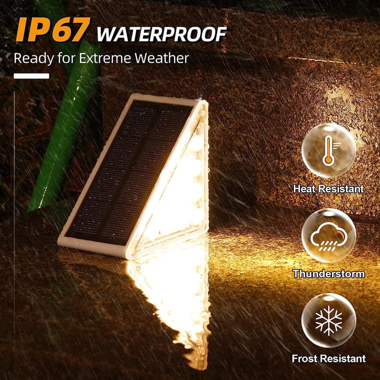 8-Pack Solar Step Lights – IP65 Waterproof Triangle Deck Lights With 24 LEDs, Warm White 3000K, For Stairs, Patio, Fence, Garden