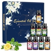 Noahstrong 8x10ml Essential Oils Gift Set, Orange, Jasmine, Mint Variety of Scents Essential Oils for Aromatherapy Diffuser for Relaxation