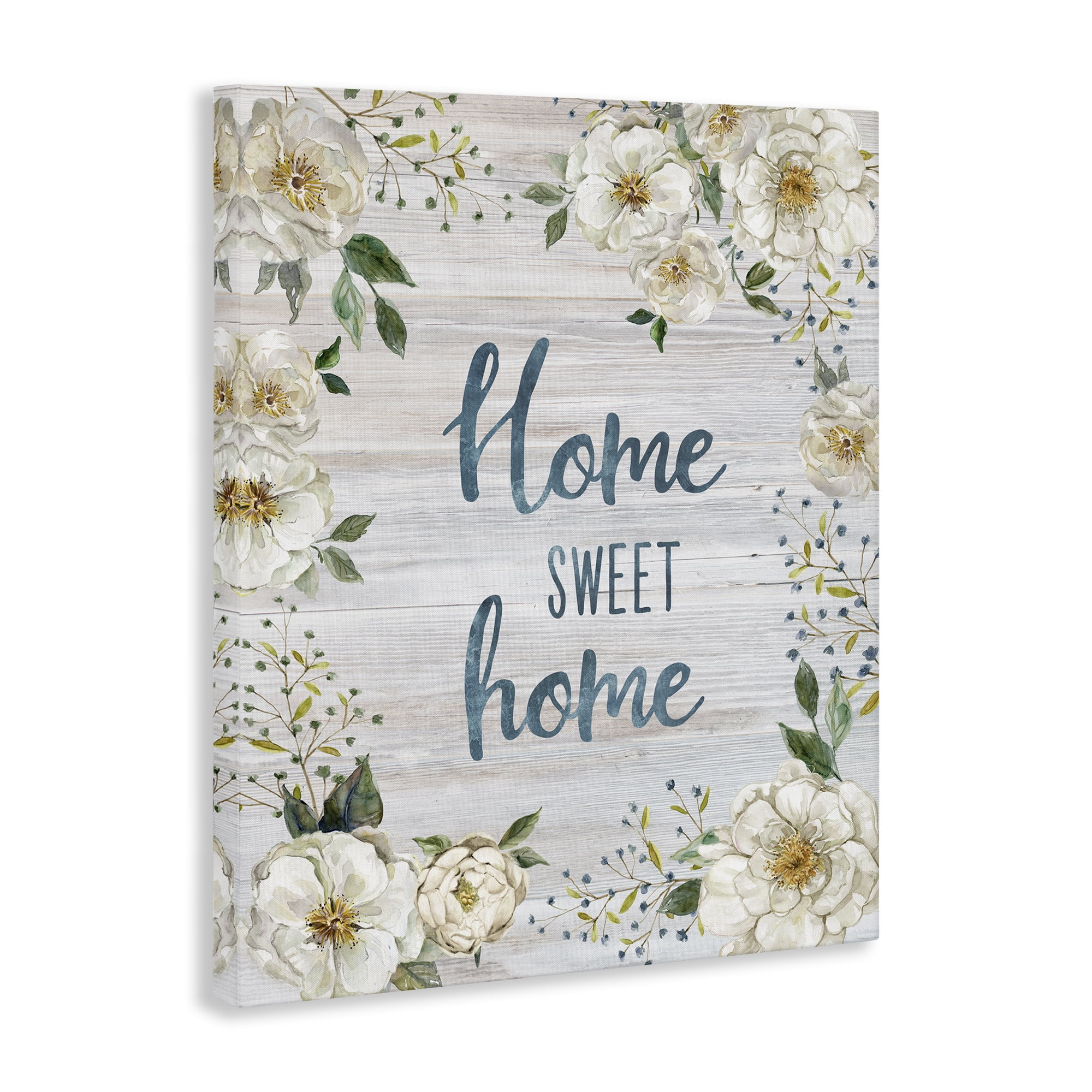 Stupell Industries Sweet Home Shabby Chic Plants & Flowers Painting Wrapped Canvas Art Print Wall Art, 24 x 30