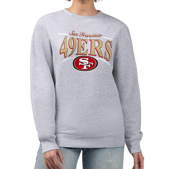 Women's Starter Gray San Francisco 49ers Arch Stripe Fleece Pullover Sweatshirt