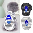 thumbnail image 2 of Mightlink Pet T-shirt Cartoon Print Stripe Comfortable Soft Cute Dress Up Polyester Rabbit with Hat Pet Apparel for Teddy, 2 of 6
