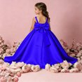 thumbnail image 4 of Girls Floor Length Princess Dresses,Cozy Satin Sleeveless Maxi A Line Solid Color Gown for Pageant Wedding Flower Girl Birthday Party Ceremony Blue 2-3 Years, 4 of 6