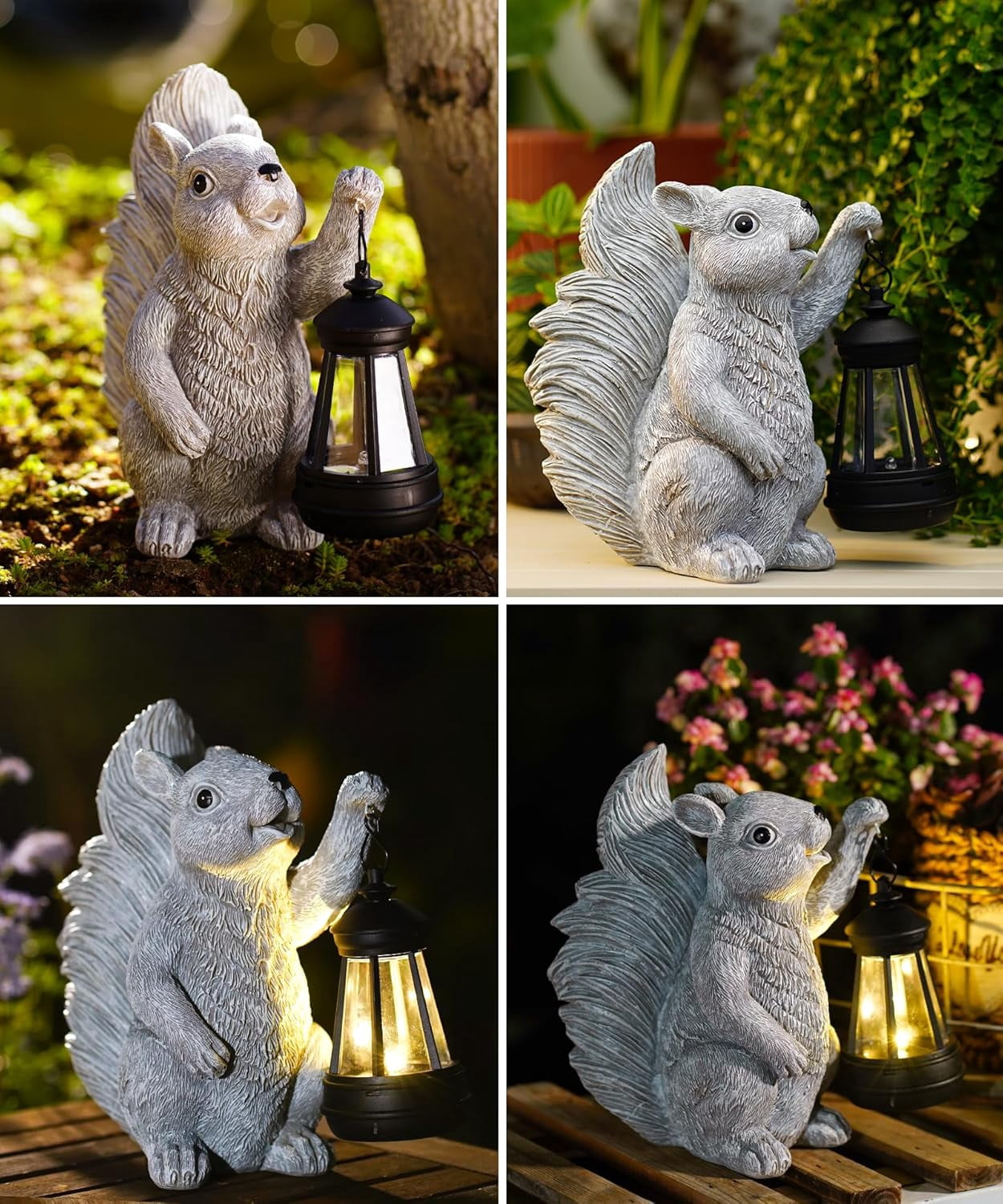 Solar Squirrel Statues for Garden Decor: Outdoor Sculptures for Clearance Outside Lawn Ornaments Porch Patio Balcony Yard – Gifts for Mom Grandma