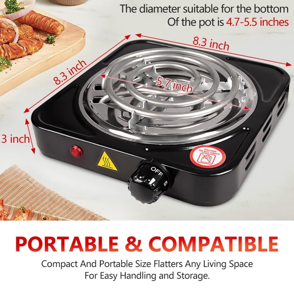 Electric Countertop Burner,Single Stove,1000W Induction Cooktop,Portable Electric Hot Plate,5 Level Adjustable Temperature Control Cooking Ranges for Home Dorm Camping Cooking