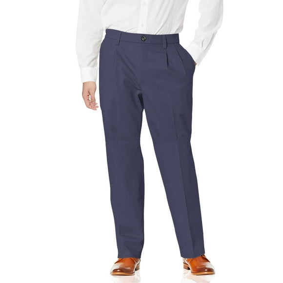 Dockers Pantalon Extensible en Coton Kaki Lux à Coupe Décontractée pour Homme - Plissé, Marine, 36W x 29L