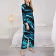 thumbnail image 3 of Honeii Blue Viper Snake Closeup Face Print Women's Pajama Sets Long Sleeve Button Down Sleepwear Nightwear Soft Pjs Lounge Sets 2PCS-XX-Large, 3 of 7