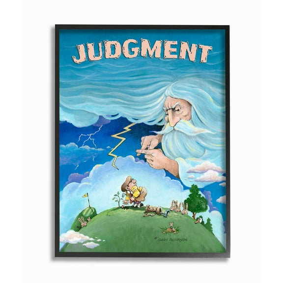 Judgement Funny Golf Cartoon Sports Design XXL Framed Giclee Texturized Art by Gary Patterson