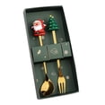 thumbnail image 3 of Juego de cuchara y tenedor navideños, cucharas de postre, cuchara de café con caja de regalo creativa Santa y árbol redondo, 3 of 9