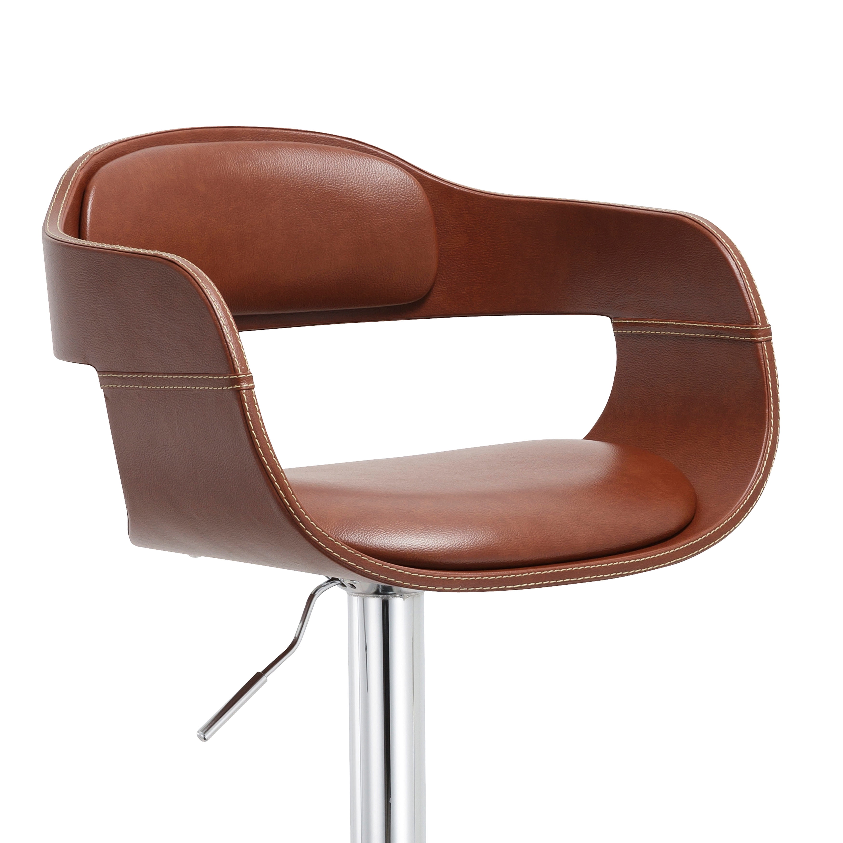 Contemporary Swivel Adjustable Barstool with Padded Seat and Back