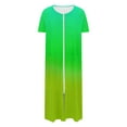thumbnail image 6 of Fengactive Zipper Front Nightgown for Women Gradient Loose Pajamas Nightdress Short Sleeve Full Length Sleepwear Robes, 6 of 7