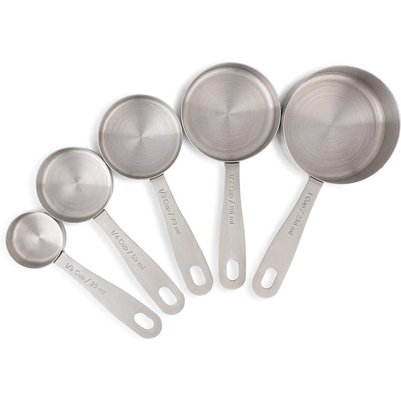 Stainless Steel Measuring Cups Heavy-Duty 5-Piece Set with Storage Ring – Kitchen Measuring Tools