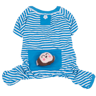 Pet Dog Pajamas Soft Cotton Shirt Jumpsuit Cute Overall Doggy Cat Strip Clothes Comfortable Apparel