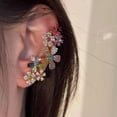 thumbnail image 3 of Women Non Piercing Crystals Ear Cuffs Climber Cartilage Earrings Glitter Colorful Rhinestone Flowers Crawler Stud Fake Trendy Statement Jewelry, 3 of 4