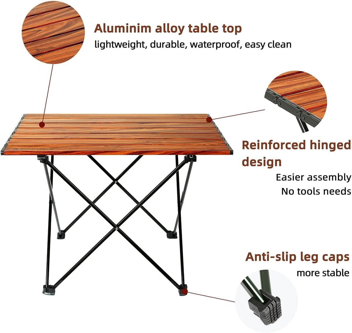 Portable Camping Table Ultralight Aluminum Camp Table Folding Beach Table for Camping Hiking Backpacking Outdoor Picnic, Size M