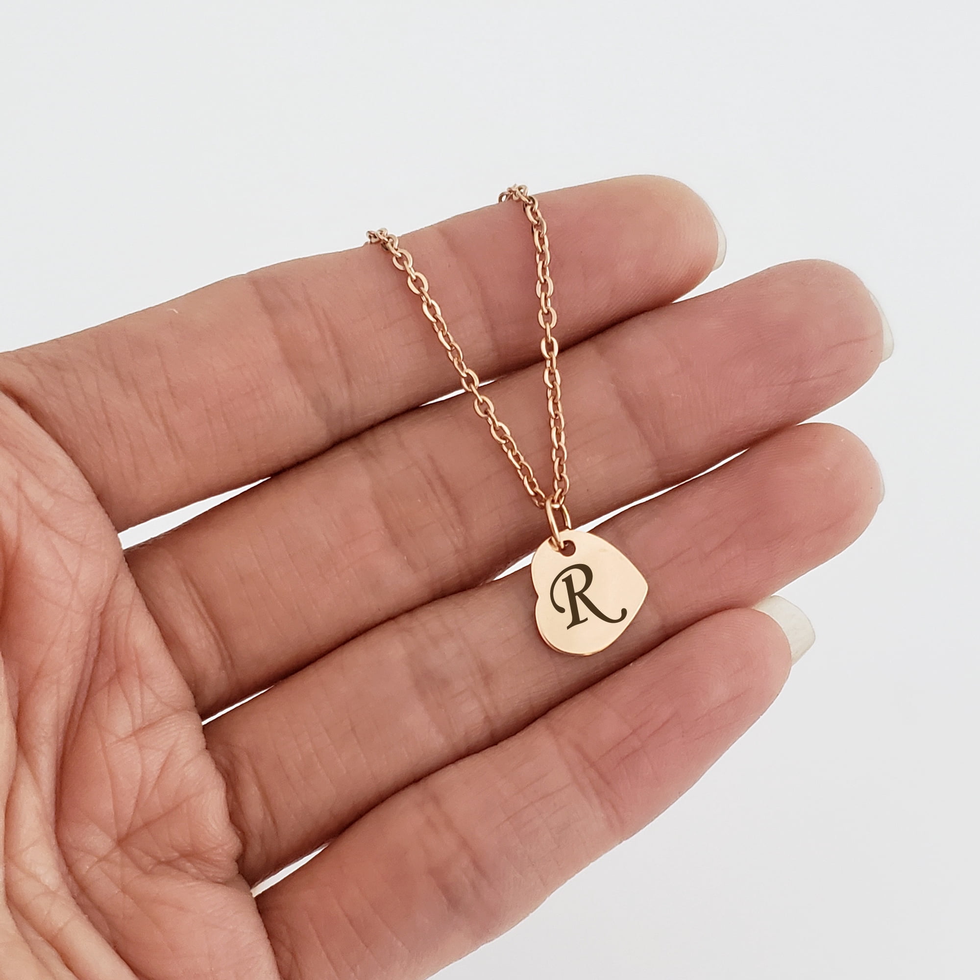 Personalized Gift for Her Girlfriend Women's Mini Heart Charm Gift for Wife Fiancee Pendant Custom Made Engravable Name Necklace Jewelry Free Gift Box Ship Next Day