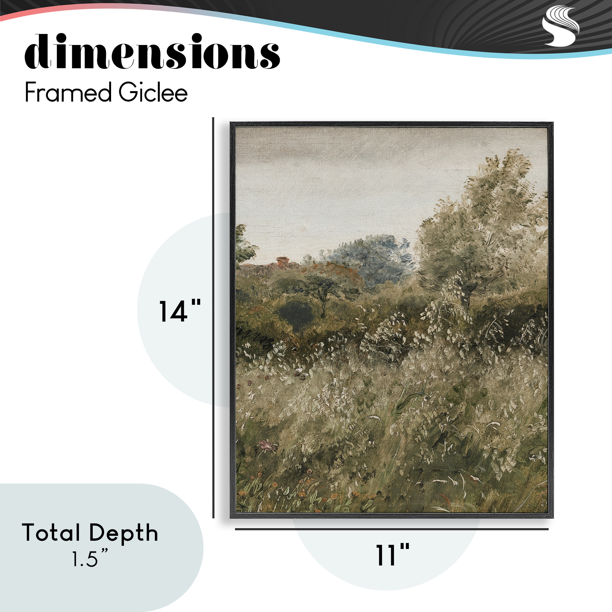 Thicket in Countryside Black Framed Giclee Art, design by Lettered and Lined