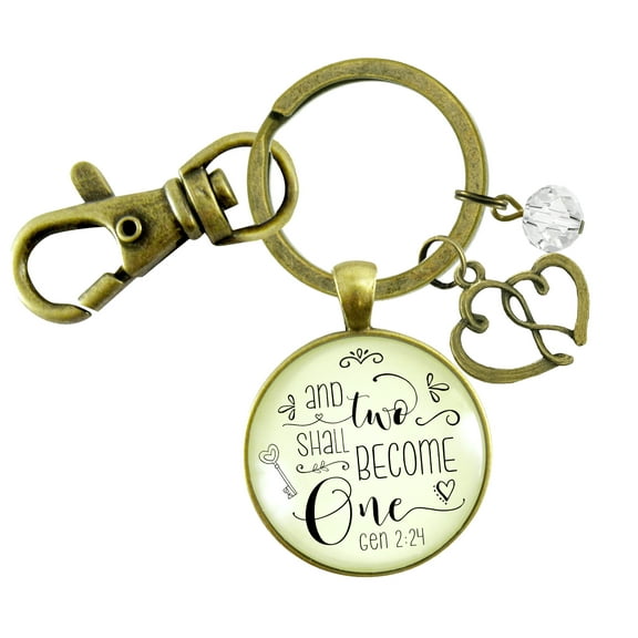 Marriage Womens Keychain Two Shall Become One Bridal Shower Wedding Gift