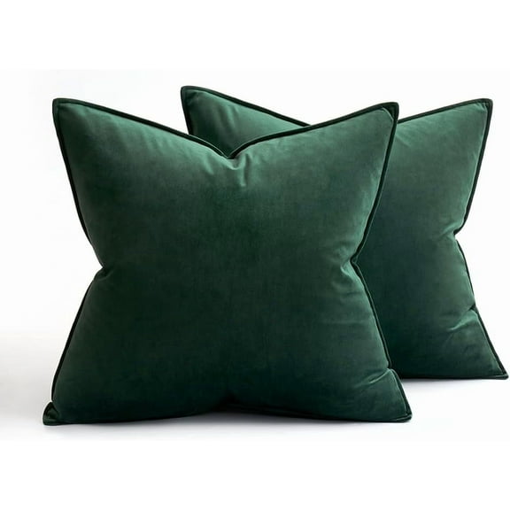 Pack of 2 Decorative Velvet Throw Pillow Cover Soft Army Green Pillow Cover Solid Square Cushion Case for Sofa Bedroom Car 20x20 Inch