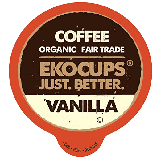 EKOCUPS Organic Vanilla Coffee Pods, Medium Roast, 40 Count for Keurig K cup Machines