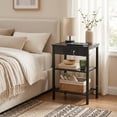 thumbnail image 4 of JIOABL 3-Tier Side Table with USB & AC Charging Station, Adjustable Shelves, Multi-Use for Living Room & Bedroom, Black, 4 of 8