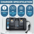 thumbnail image 6 of 9A DC18RD 14.4V-18V L-ion Fast battery Dual Port Rapid Optimum Charger for Makita Dual Ports BL1850 BL1840B BL1820 BL1815 BL1860 BL1430 BL1450 BL1830, 6 of 8