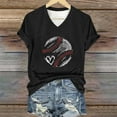 thumbnail image 6 of Black Womens Blouses Women's Baseball Festival Solid Color Baseball Printed V Neck Short Sleeved Top Ladies Tops and Blouses, 6 of 6