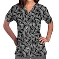 thumbnail image 1 of Blusa de manga corta con cuello en V para mujer, uniforme con estampado de bolsillos, blusa de enfermería Fridja  zx3819, 1 of 5