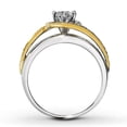 thumbnail image 2 of Designer White and Yellow Gold Round Diamond Engagement Wedding Ring, 2 of 3