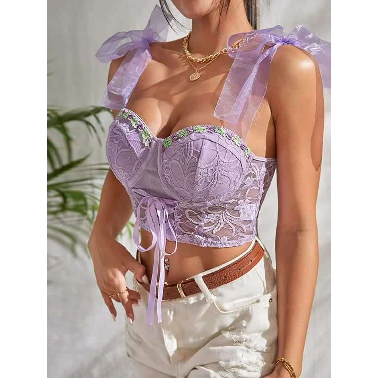 SHEIN Contrast Lace Underwire Bra Medium Lavender - Lets Buy That