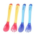 thumbnail image 1 of EeaseCA 4pcs Baby Tableware Tip Portable Cutlery Fork Tableware Temperature Sensing Spoon (Yellow Fork and Spoon + Blue Fork and Spoon), 1 of 7
