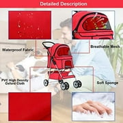 BestPet, Cat Carrier Stroller, 4 Wheels, Red